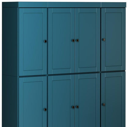 72" Teal Blue Solid Wood 8 Pantry Or Storage Closet HomeRoots