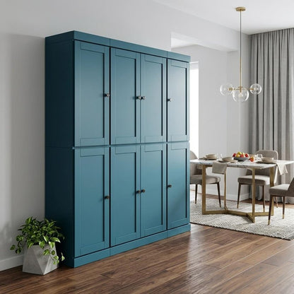 72" Teal Blue Solid Wood 8 Pantry Or Storage Closet HomeRoots