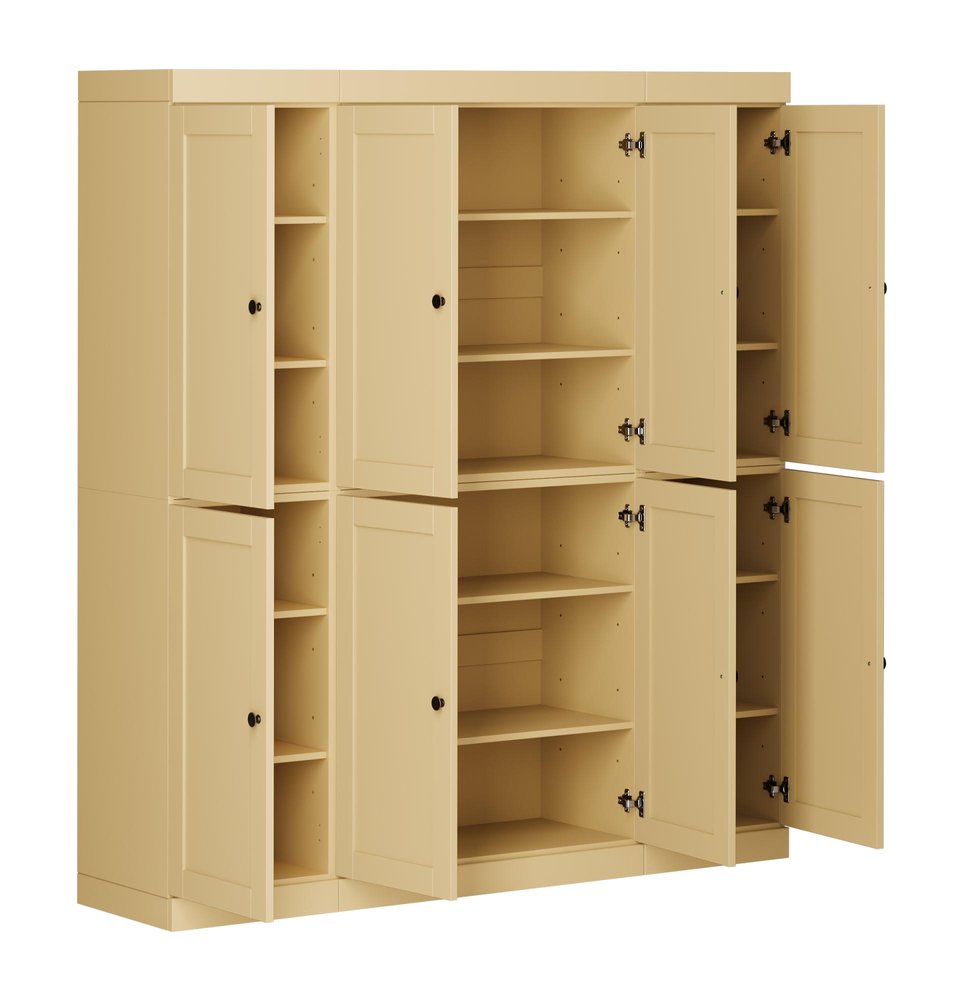 72" Yellow Solid Wood 8 Pantry Or Storage Closet HomeRoots
