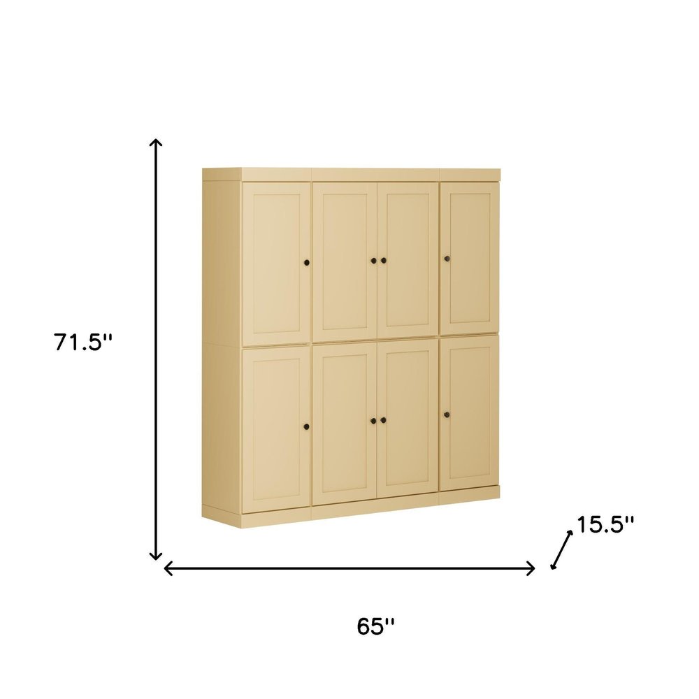 72" Yellow Solid Wood 8 Pantry Or Storage Closet — view 5