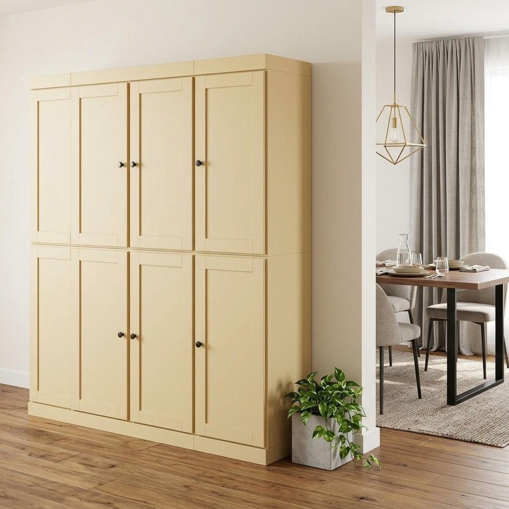 72" Yellow Solid Wood 8 Pantry Or Storage Closet HomeRoots