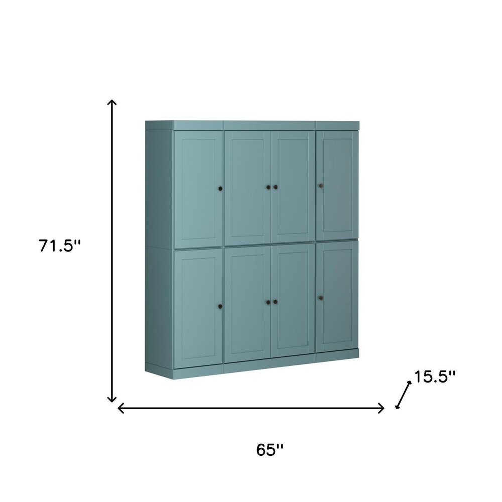 72" Aqua Solid Wood 8 Pantry Or Storage Closet — view 4