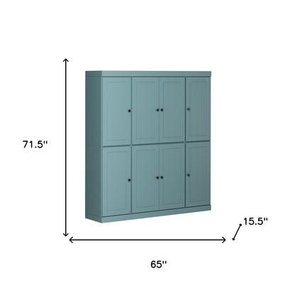 72" Aqua Solid Wood 8 Pantry Or Storage Closet HomeRoots