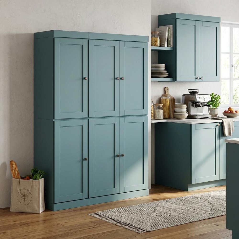 72" Aqua Solid Wood 8 Pantry Or Storage Closet — view 5