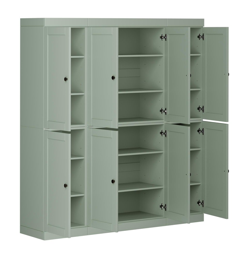 72" Sage Solid Wood 8 Pantry Or Storage Closet HomeRoots
