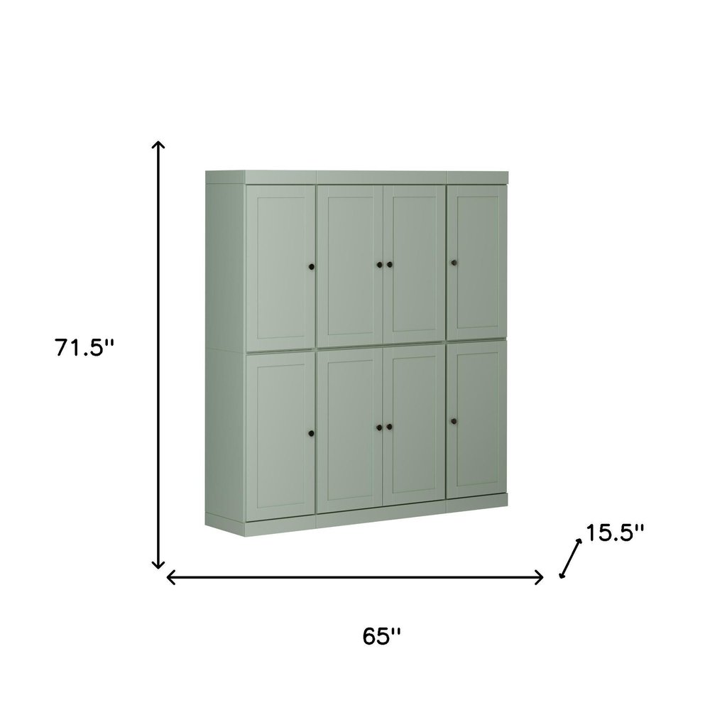 72" Sage Solid Wood 8 Pantry Or Storage Closet HomeRoots