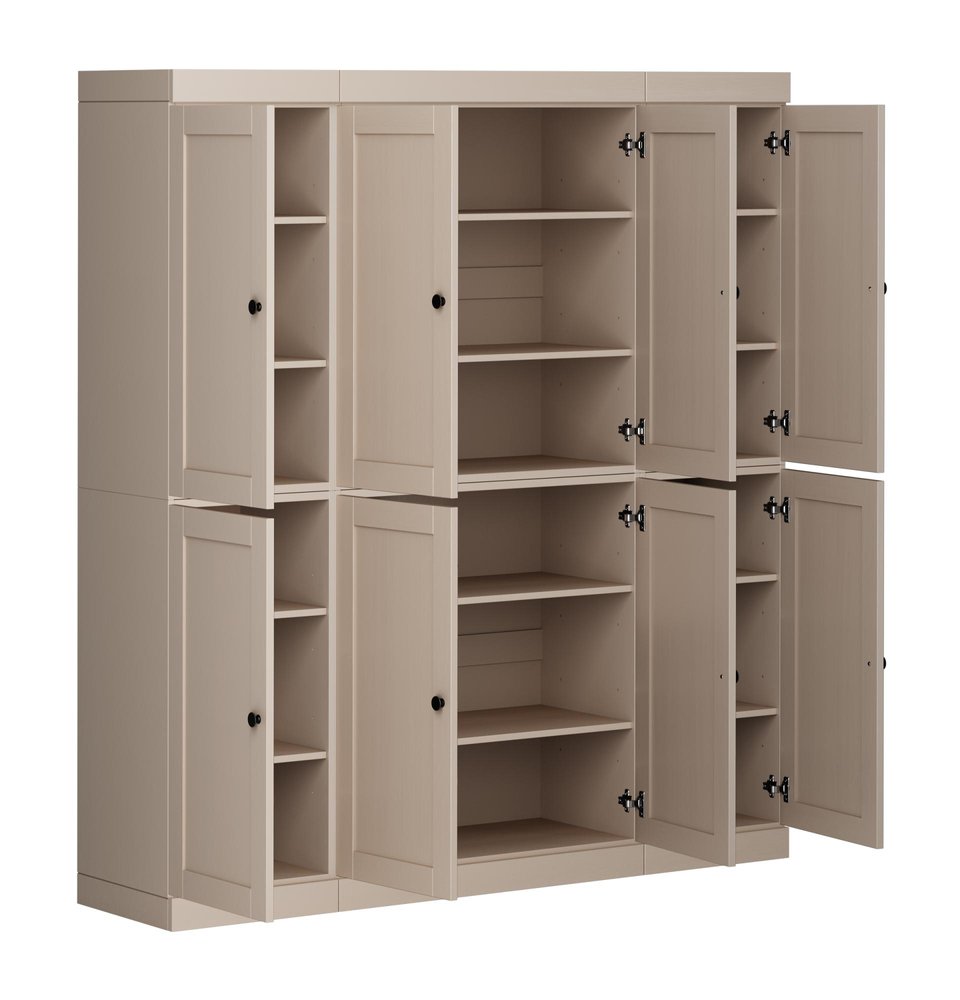 72" Beige Solid Wood 8 Pantry Or Storage Closet — view 2