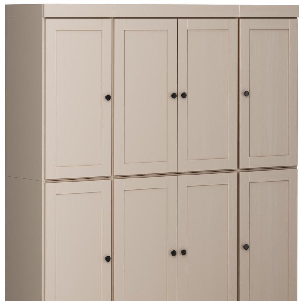 72" Beige Solid Wood 8 Pantry Or Storage Closet HomeRoots