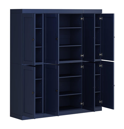 72" Navy Blue Solid Wood 8 Pantry Or Storage Closet HomeRoots