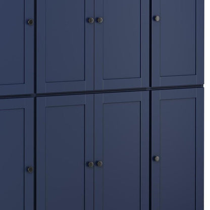 72" Navy Blue Solid Wood 8 Pantry Or Storage Closet