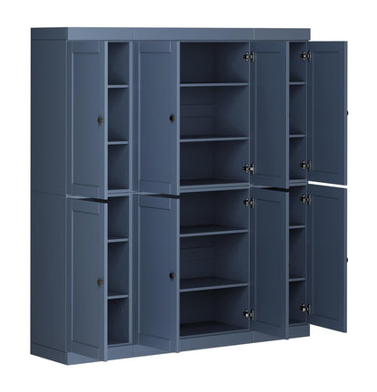 72" French Blue Solid Wood 8 Pantry Or Storage Closet HomeRoots