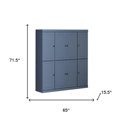 72" French Blue Solid Wood 8 Pantry Or Storage Closet HomeRoots