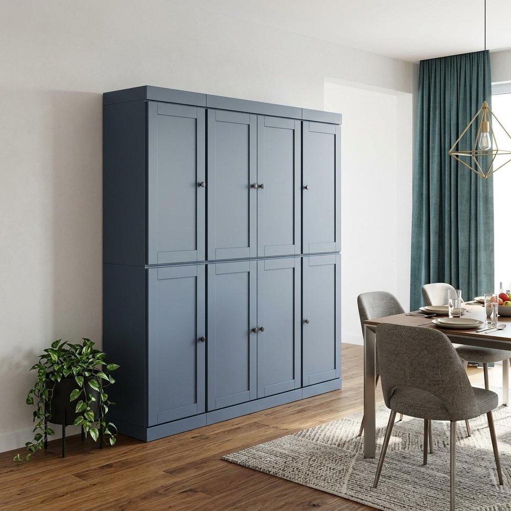 72" French Blue Solid Wood 8 Pantry Or Storage Closet — view 5
