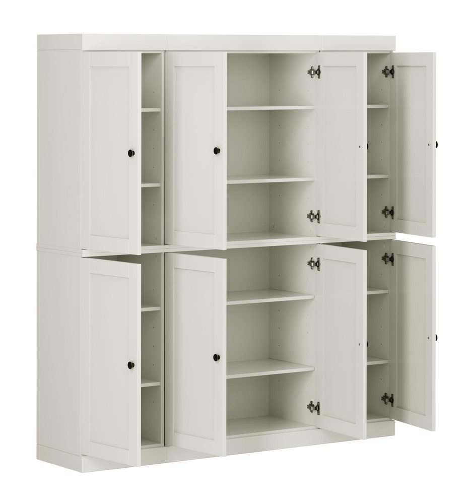 72" Off White Solid Wood 8 Pantry Or Storage Closet HomeRoots