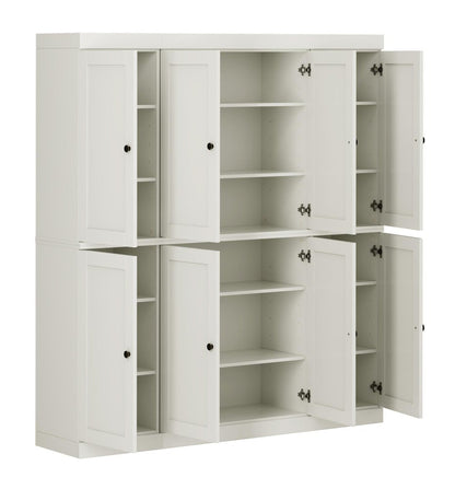 72" Off White Solid Wood 8 Pantry Or Storage Closet HomeRoots
