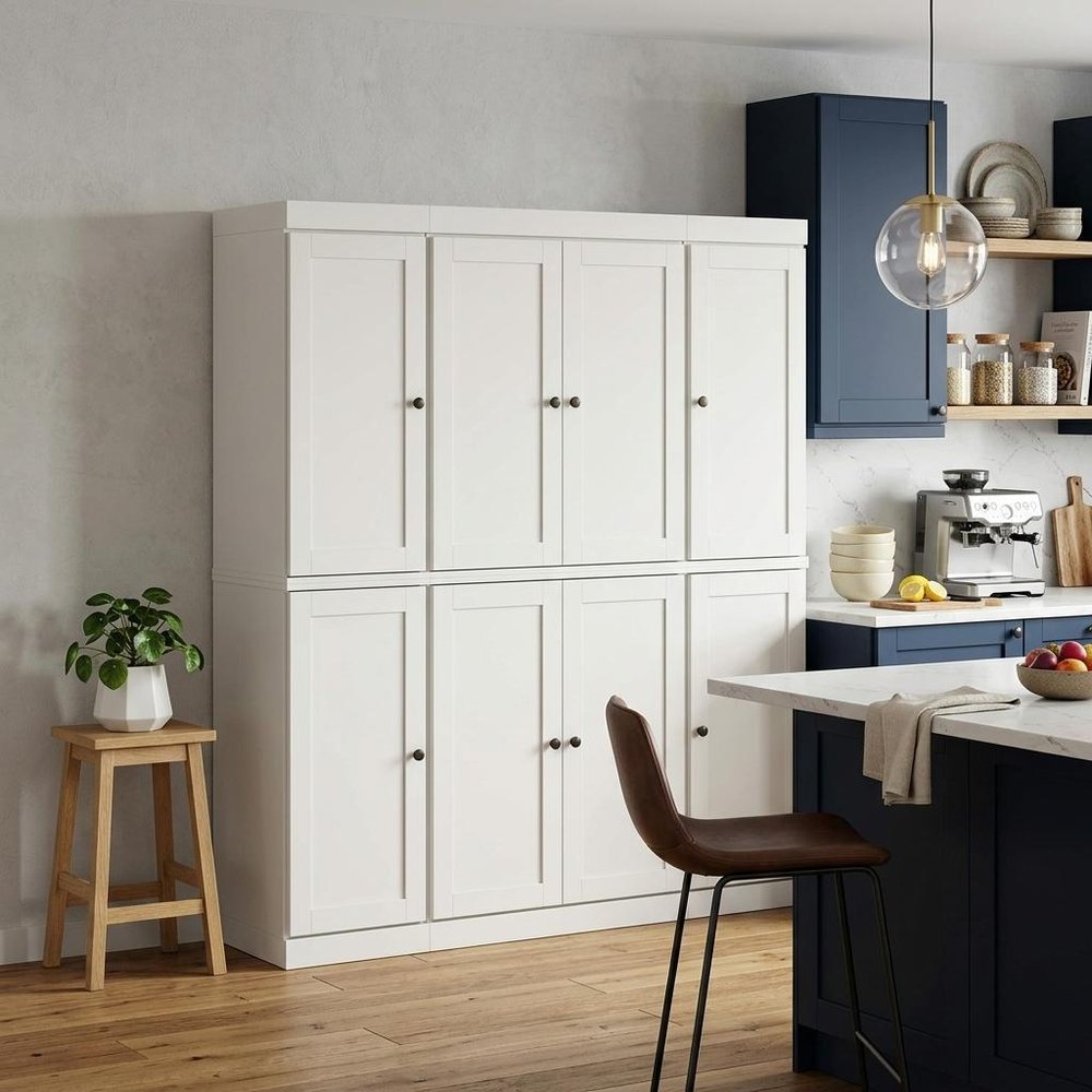 72" Off White Solid Wood 8 Pantry Or Storage Closet — view 6