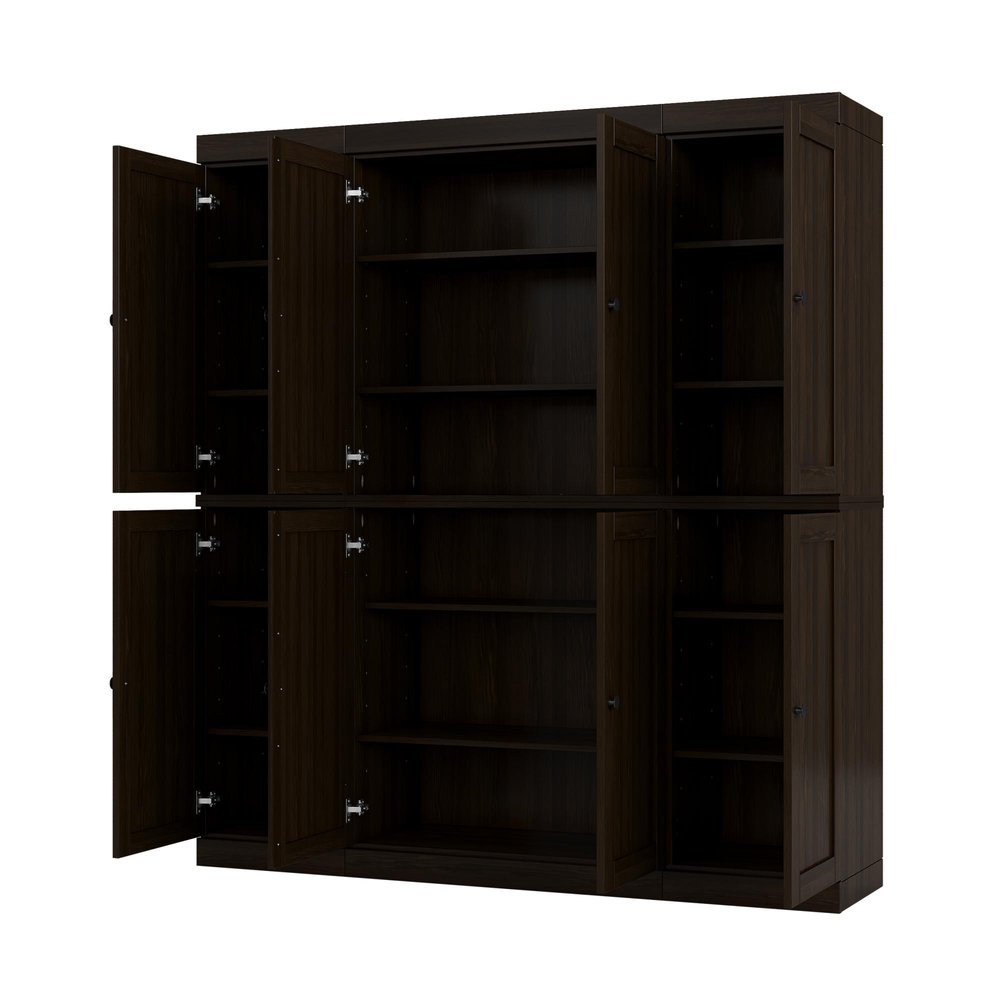 72" Espresso Solid Wood 8 Pantry Or Storage Closet HomeRoots