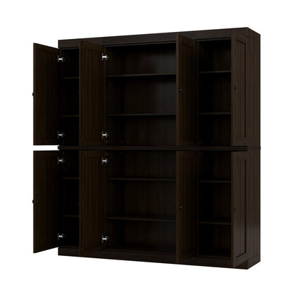 72" Espresso Solid Wood 8 Pantry Or Storage Closet HomeRoots