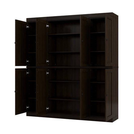 72" Espresso Solid Wood 8 Pantry Or Storage Closet HomeRoots