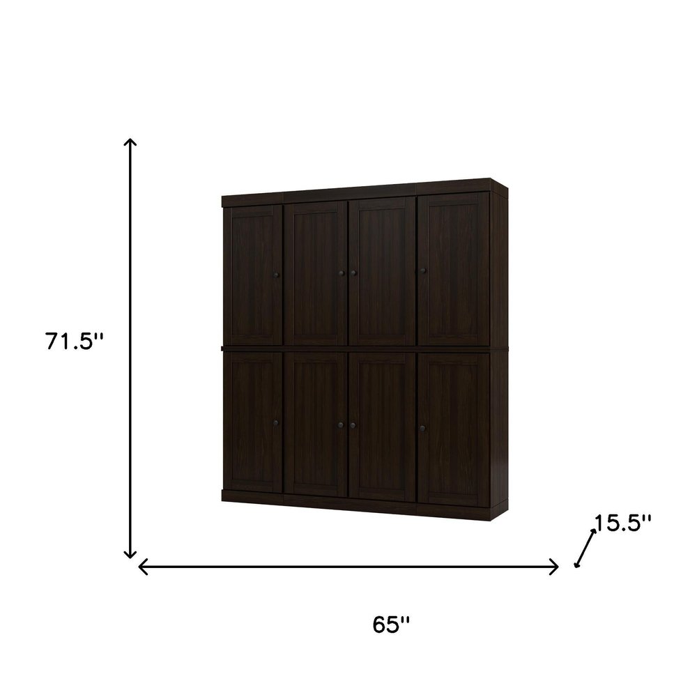 72" Espresso Solid Wood 8 Pantry Or Storage Closet — view 5