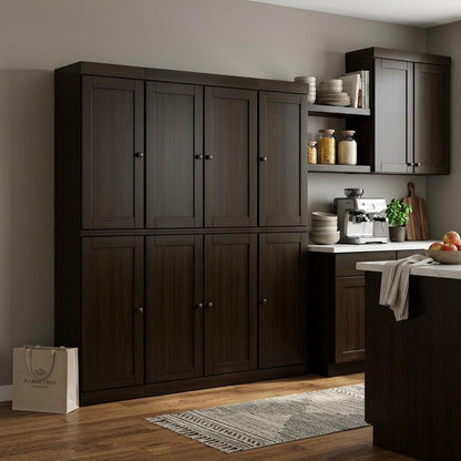 72" Espresso Solid Wood 8 Pantry Or Storage Closet HomeRoots
