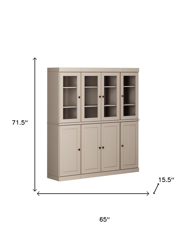 72" Beige Solid Wood 8 Pantry Or Storage Closet HomeRoots