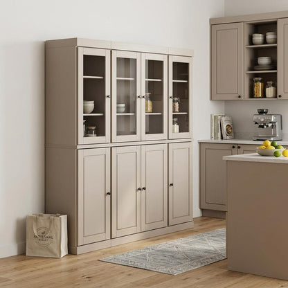 72" Beige Solid Wood 8 Pantry Or Storage Closet HomeRoots