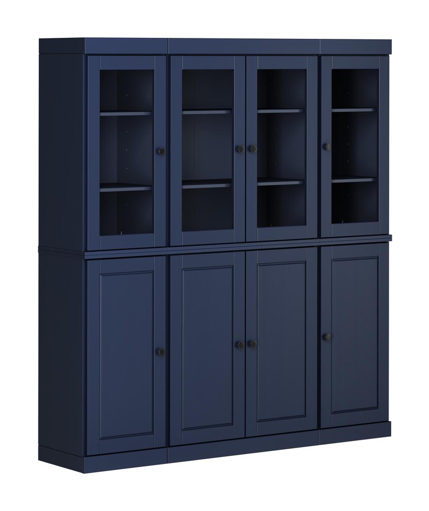 72" Navy Blue Solid Wood 8 Pantry Or Storage Closet HomeRoots