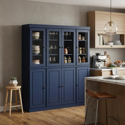 72" Navy Blue Solid Wood 8 Pantry Or Storage Closet HomeRoots