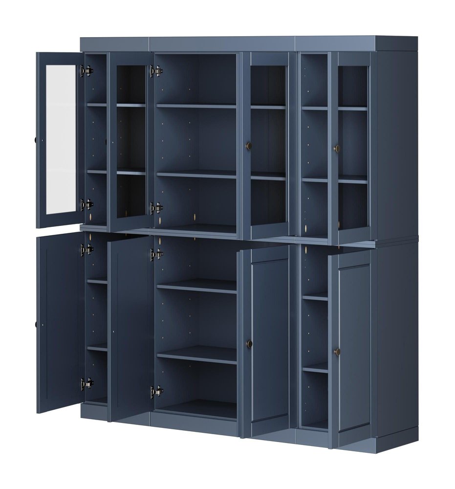 72" French Blue Solid Wood 8 Pantry Or Storage Closet