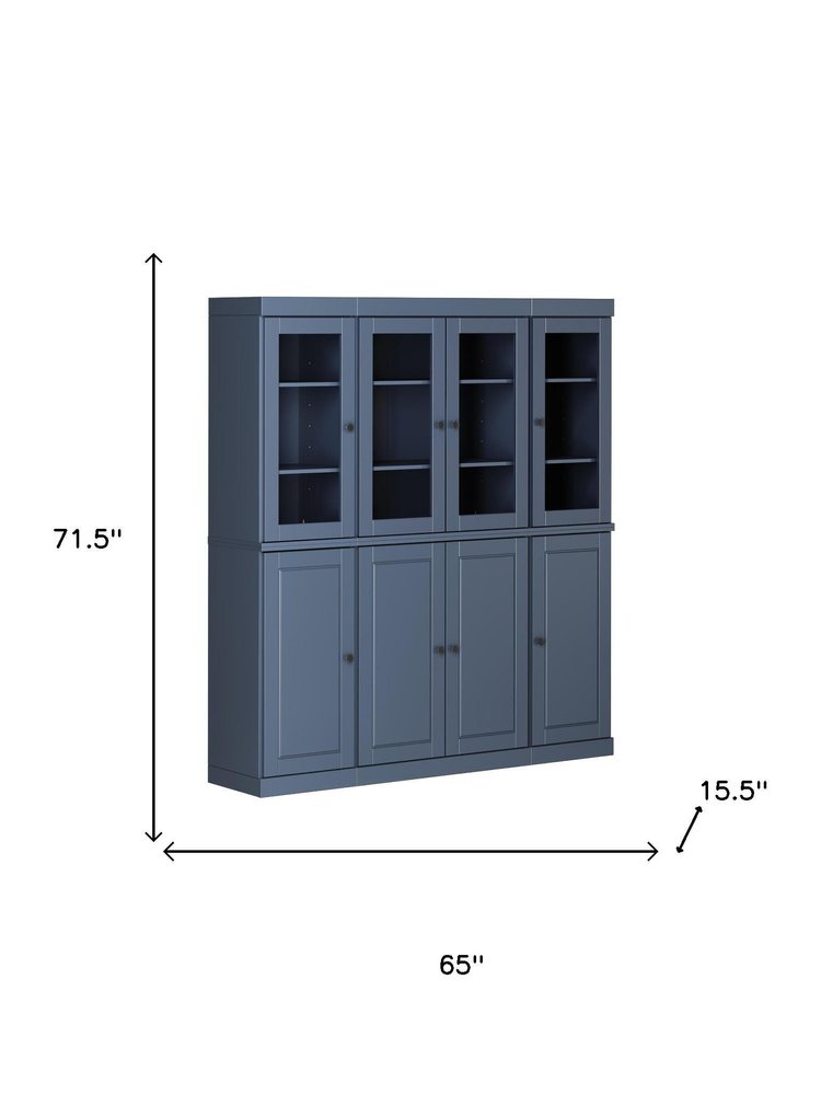 72" French Blue Solid Wood 8 Pantry Or Storage Closet — view 4