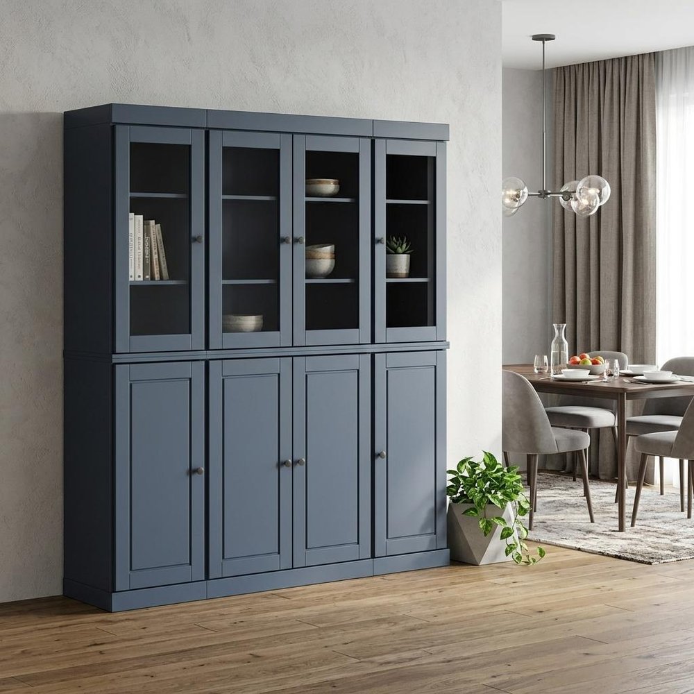 72" French Blue Solid Wood 8 Pantry Or Storage Closet — view 4