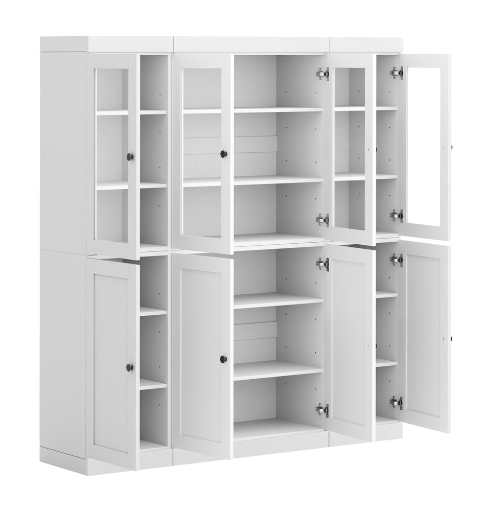 72" White Solid Wood 8 Pantry Or Storage Closet HomeRoots