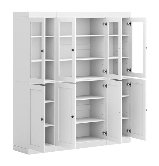 72" White Solid Wood 8 Pantry Or Storage Closet HomeRoots