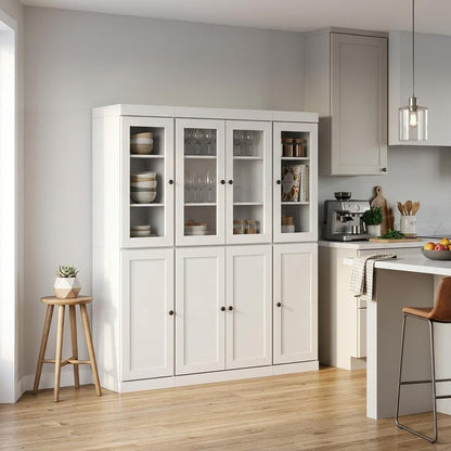 72" White Solid Wood 8 Pantry Or Storage Closet HomeRoots