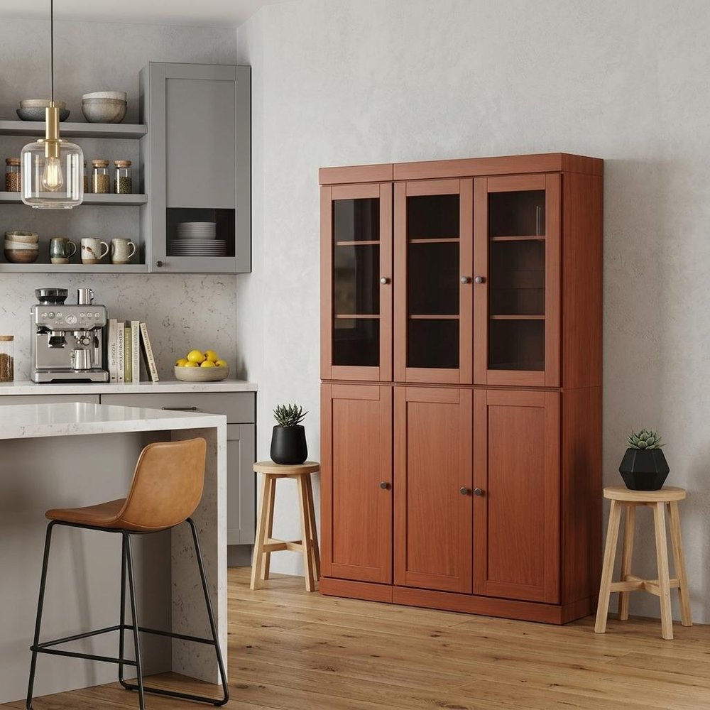 72" Coffee Solid Wood 8 Pantry Or Storage Closet HomeRoots