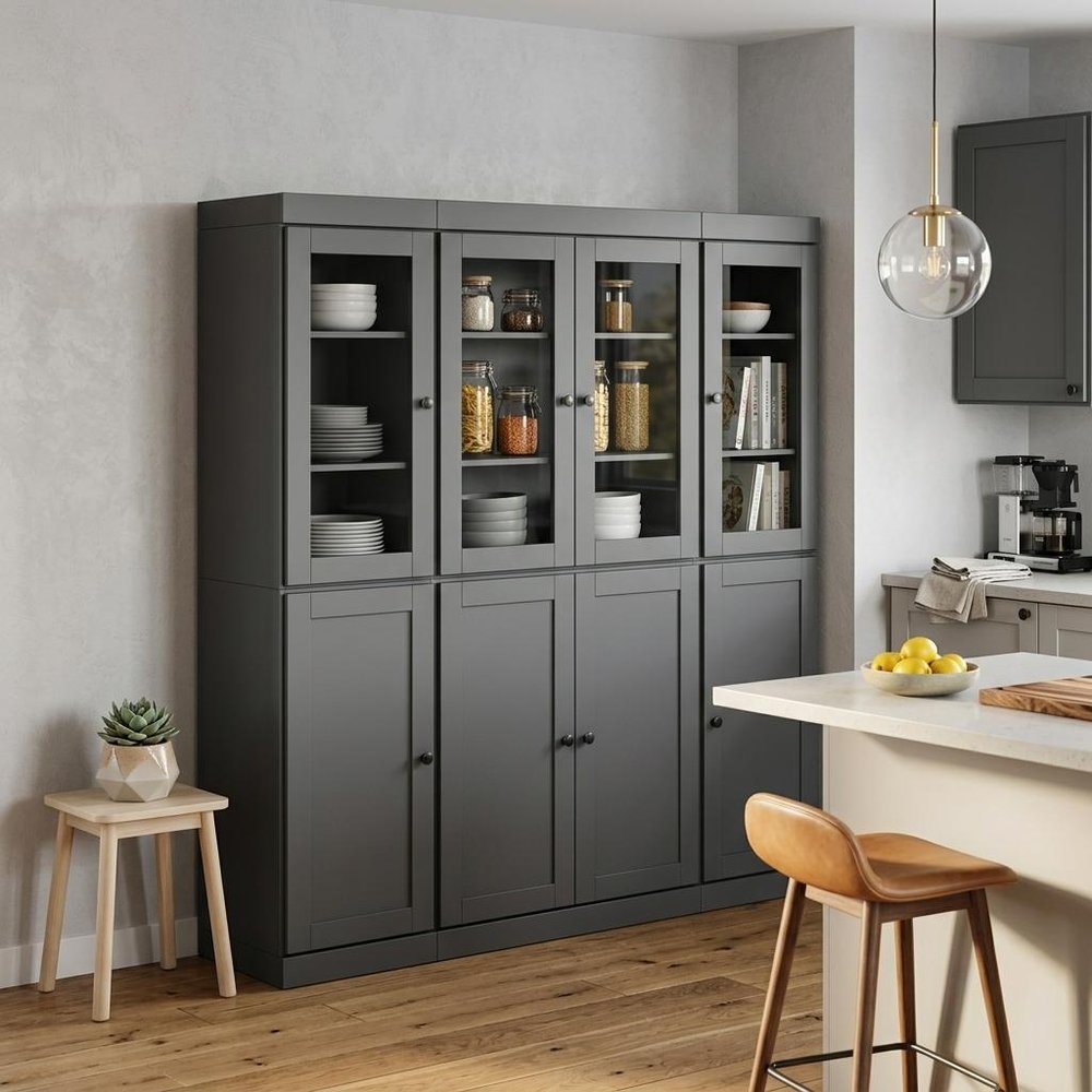 72" Gray Solid Wood 8 Pantry Or Storage Closet — view 6