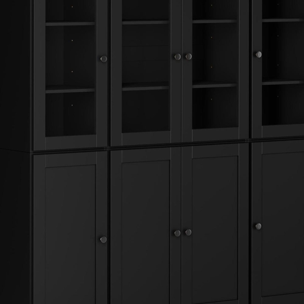 72" Black Solid Wood 8 Pantry Or Storage Closet