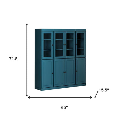 72" Teal Blue Solid Wood 8 Pantry Or Storage Closet HomeRoots