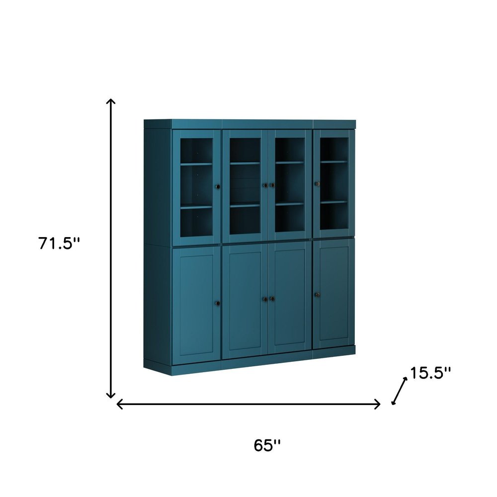 72" Teal Blue Solid Wood 8 Pantry Or Storage Closet — view 4