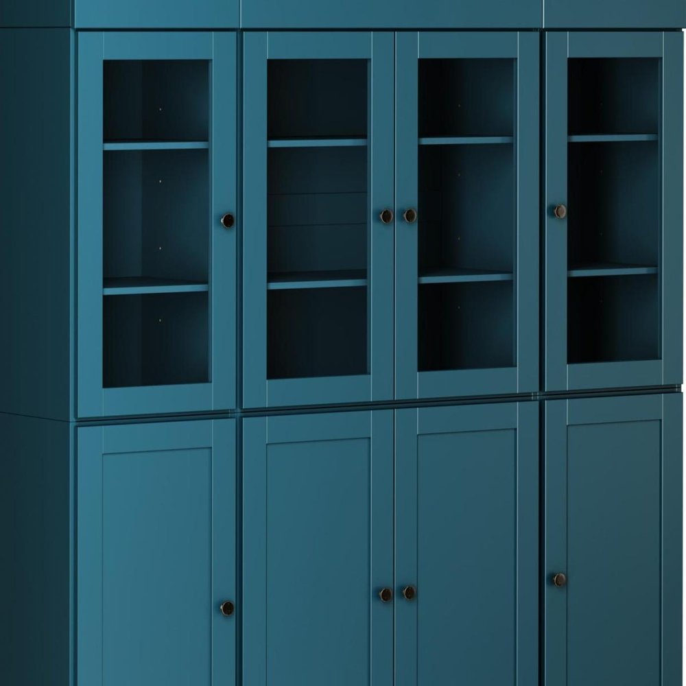 72" Teal Blue Solid Wood 8 Pantry Or Storage Closet
