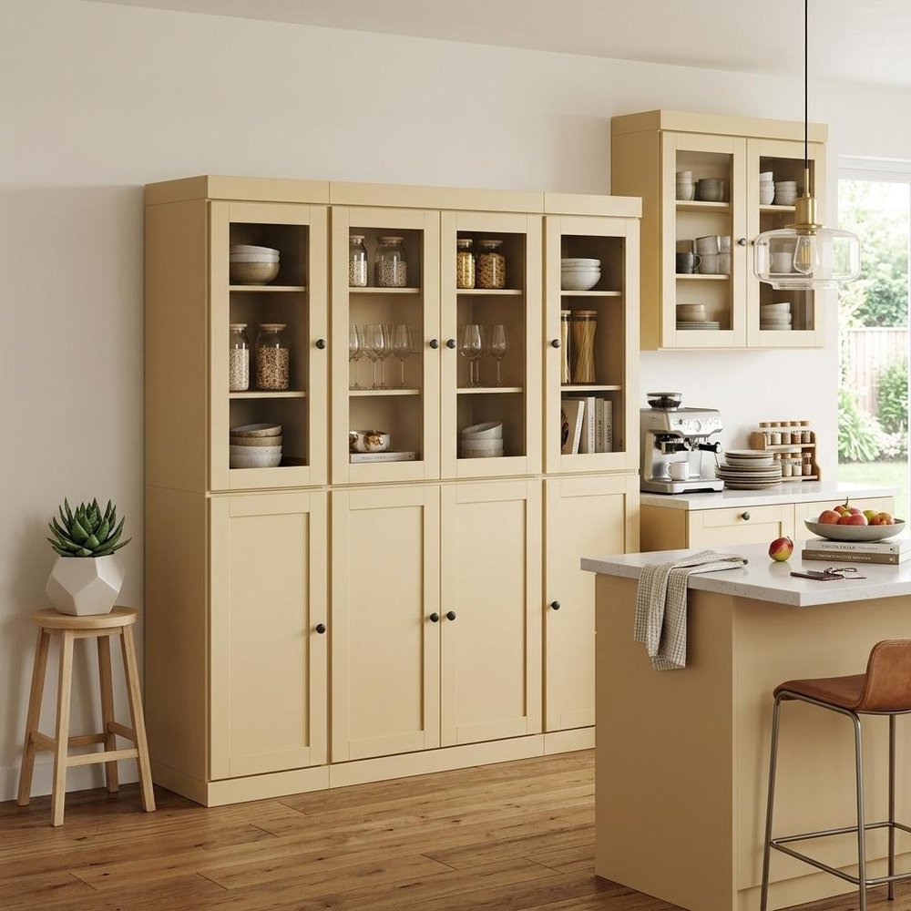 72" Yellow Solid Wood 8 Pantry Or Storage Closet — view 6
