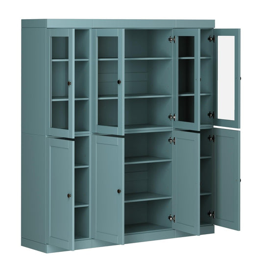 72" Aqua Solid Wood 8 Pantry Or Storage Closet HomeRoots