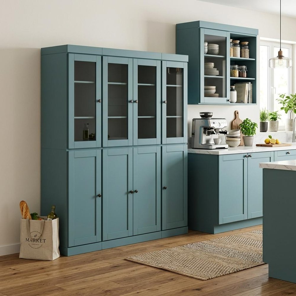 72" Aqua Solid Wood 8 Pantry Or Storage Closet — view 5