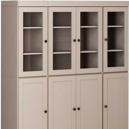 72" Beige Solid Wood 8 Pantry Or Storage Closet