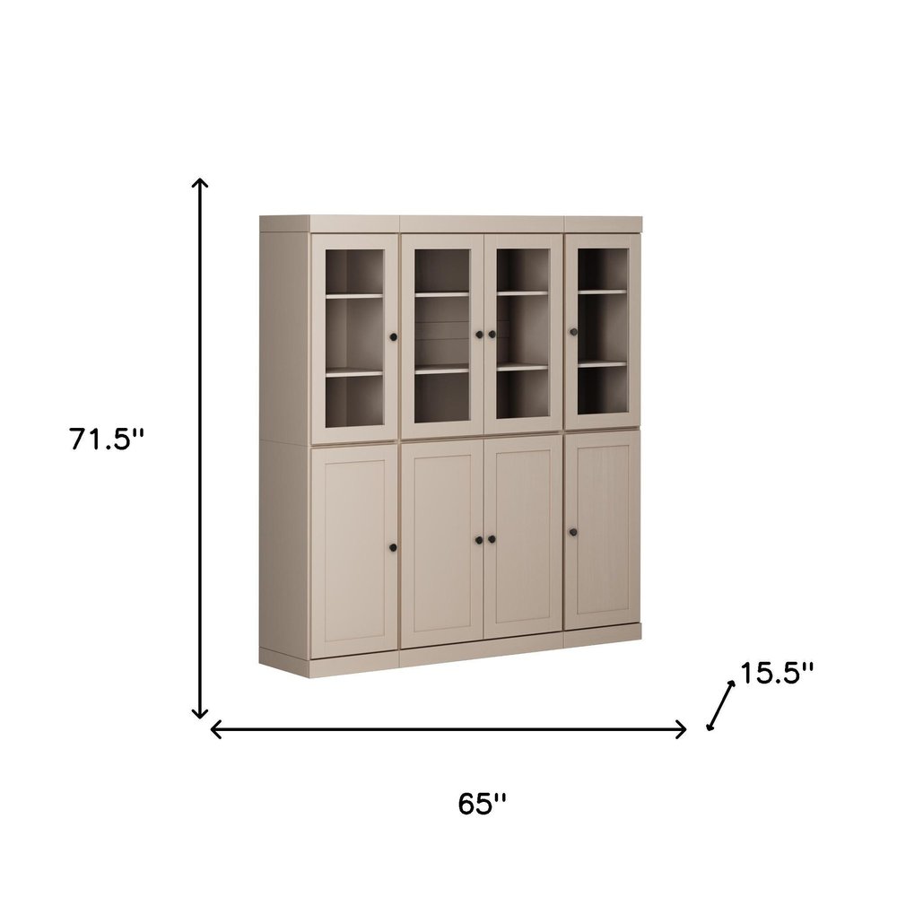 72" Beige Solid Wood 8 Pantry Or Storage Closet HomeRoots