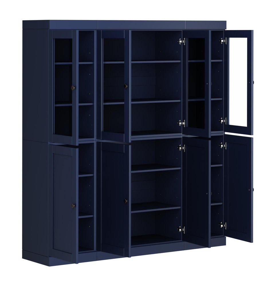 72" Navy Blue Solid Wood 8 Pantry Or Storage Closet HomeRoots