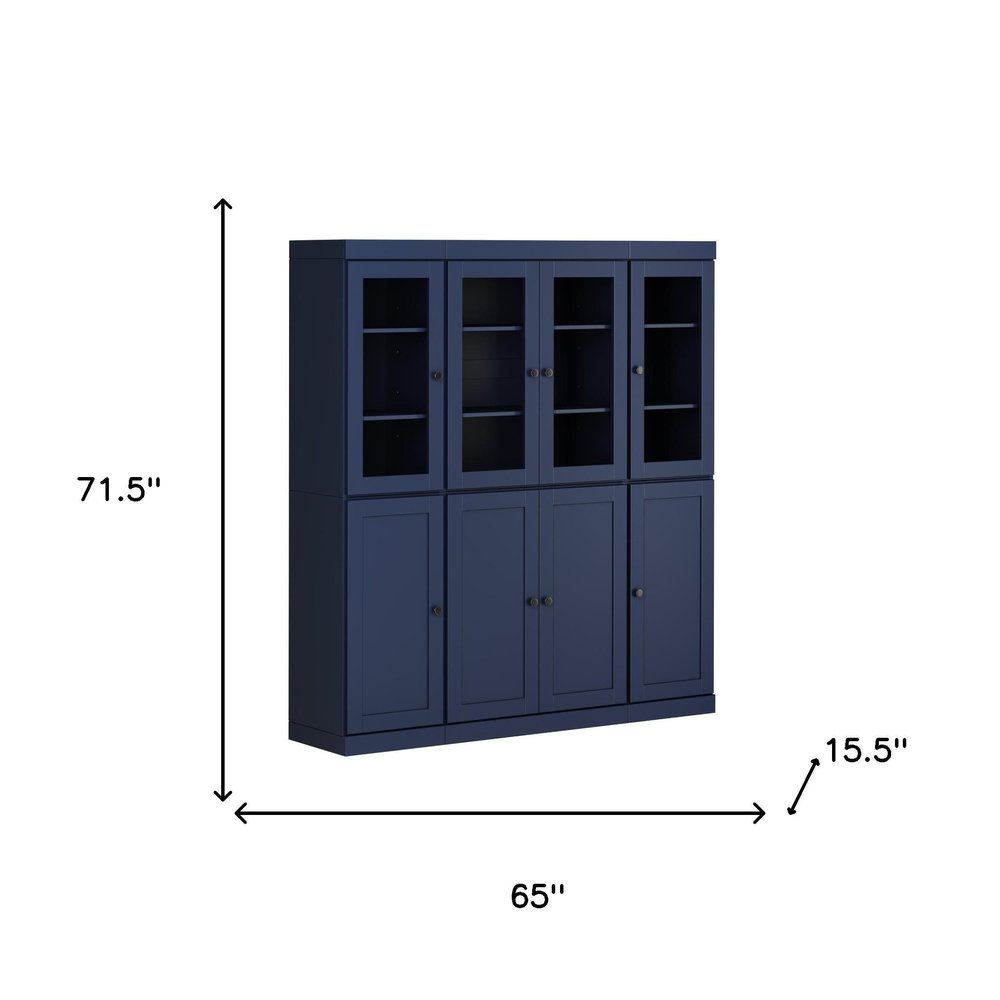 72" Navy Blue Solid Wood 8 Pantry Or Storage Closet HomeRoots