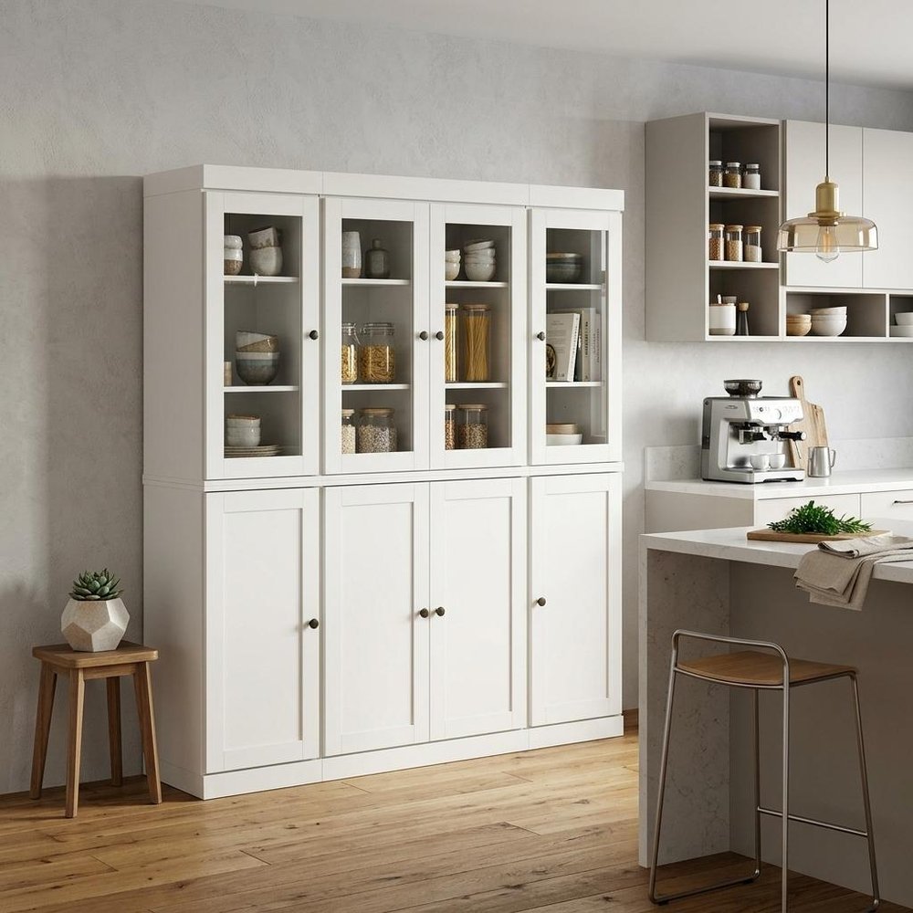 72" Off White Solid Wood 8 Pantry Or Storage Closet — view 5