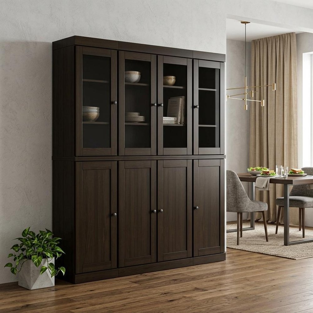 72" Espresso Solid Wood 8 Pantry Or Storage Closet — view 5